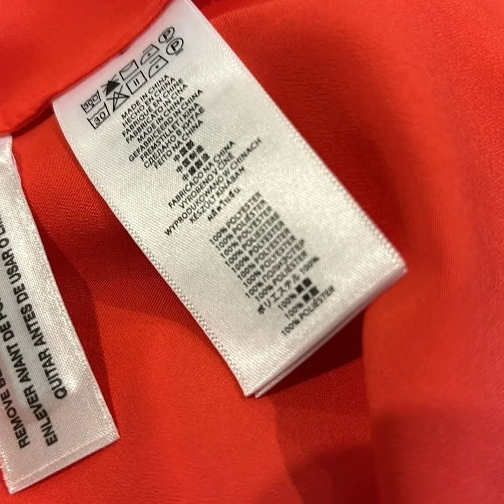 Michael Kors Small Sleeveless Red Orange Mock Neck Classy Career Blouse Small‌‍‍
